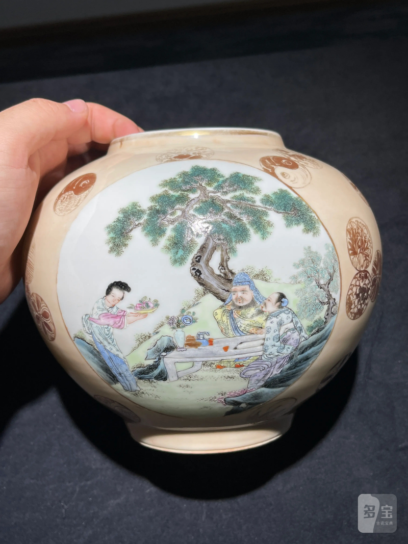 民国 粉彩人物纹皮灯一对 - 图12